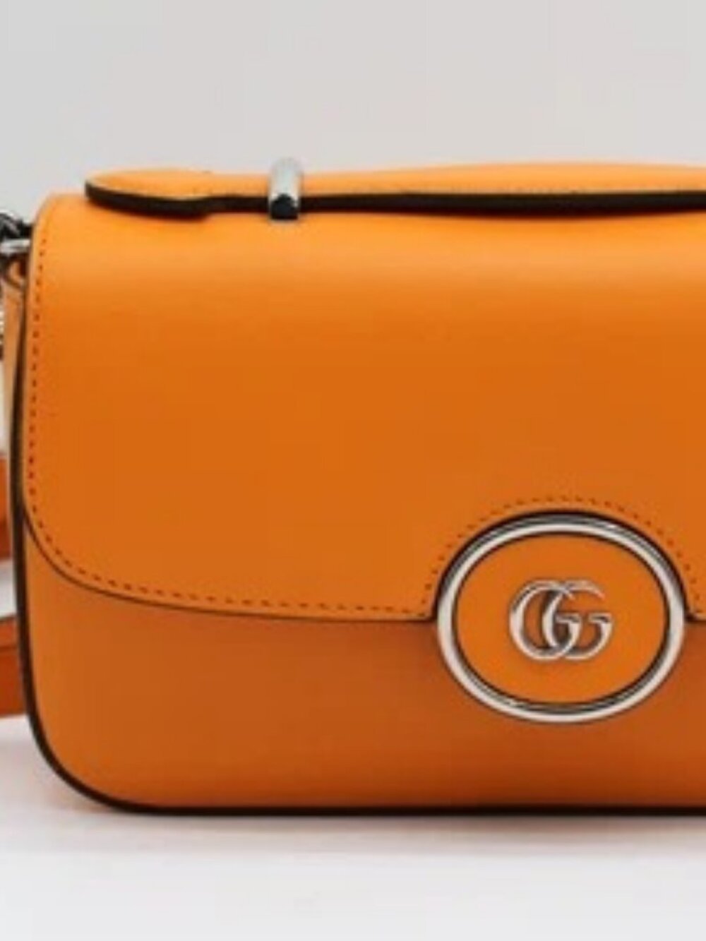Gucci Senna Calfskin Petite Marmont GG Top Handle Shoulder Bag - Orange